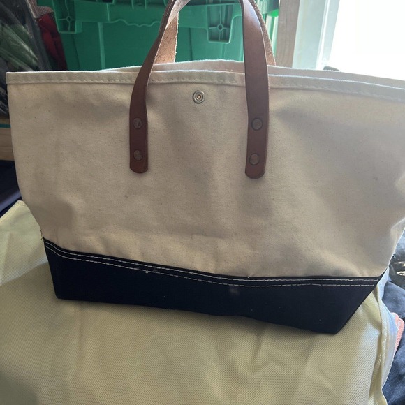 Vtg Ralph Lauren RL Paint Canvas leather strap tote bag RARE - Picture 2 of 7